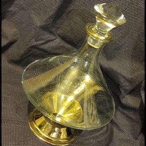 Mid Century Glass decanter with silver-plated base